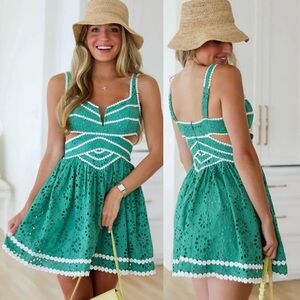 NWOT Pants Store Mini V-Neck Eyelet Cut Out Dress size Small